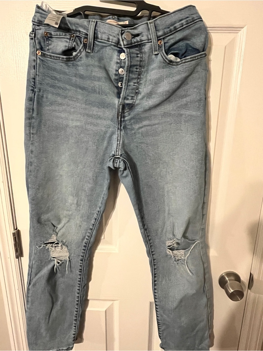 Levi's Light Blue Straight-Leg Distressed Jeans
